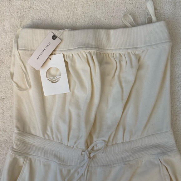 NWT Daily Practice by Anthropologie Women’s Strapless Crème Wide-Leg Jumpsuit XS - Picture 8 of 10